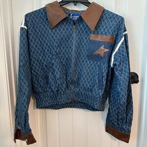 Aelfric Eden Vintage Denim Jacqaurd Cropped Jacket